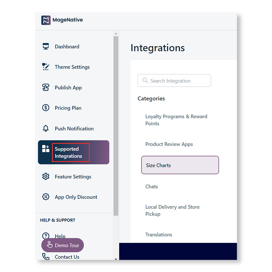 Kiwi Size Chart & Recommender Integrations for Mobile App Builder