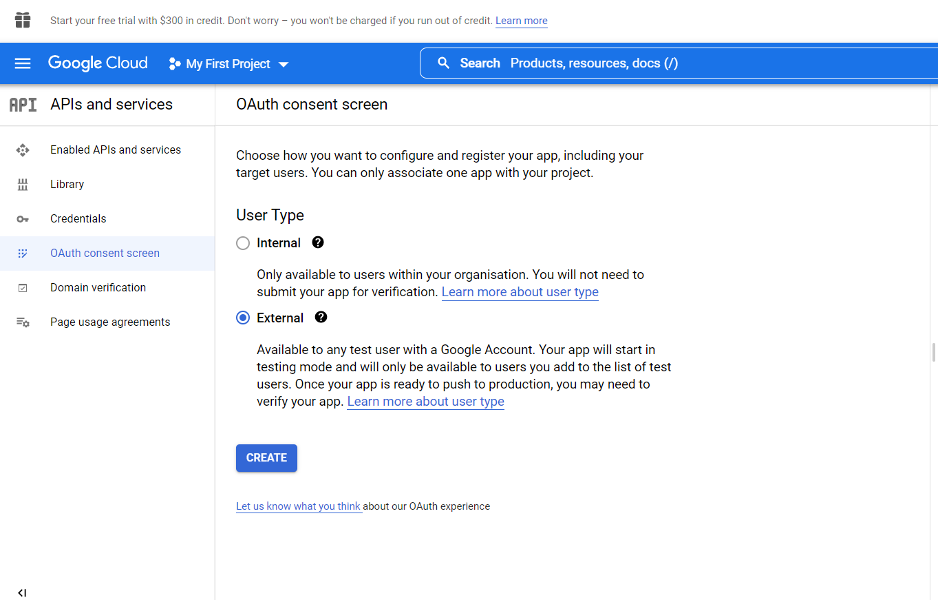 External OAuth Google Cloud