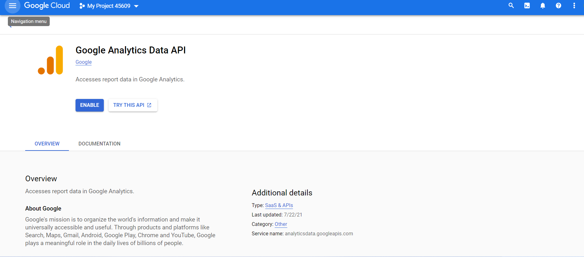 google analytics API