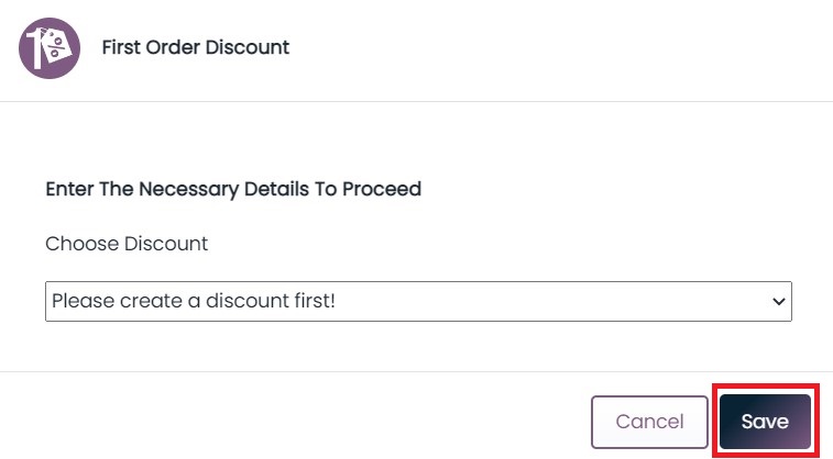 First order discount step 5
