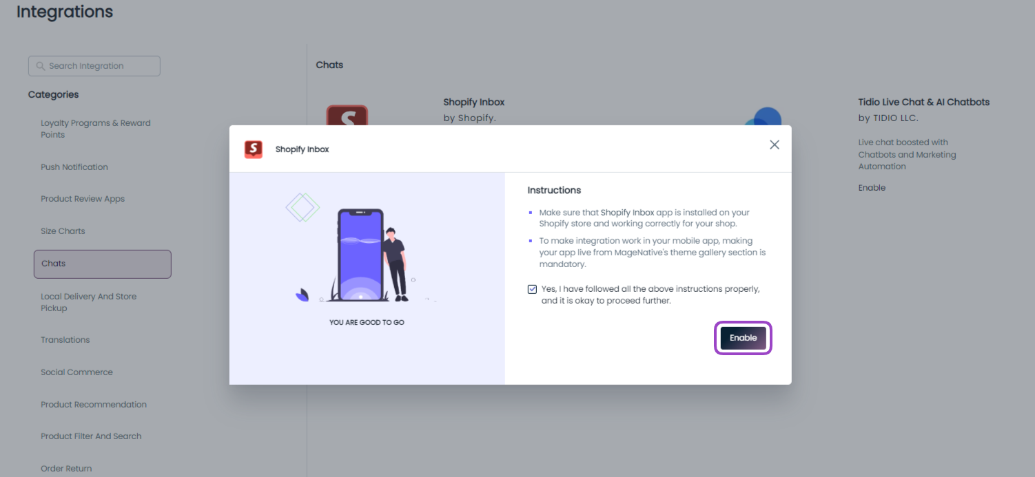 Installation instructions Shopify Inbox