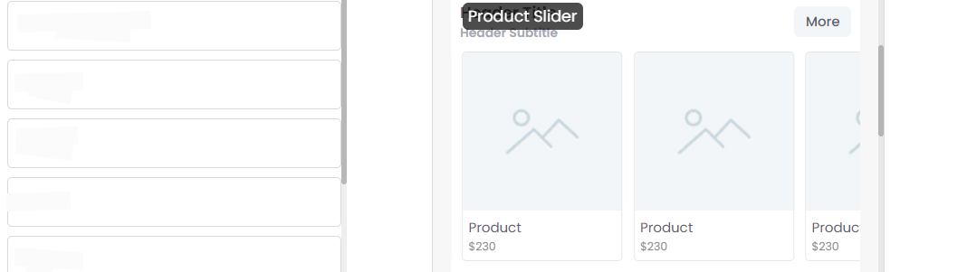 product slider for custom landing page