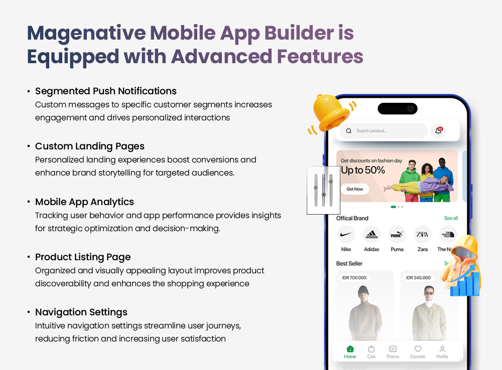 Magenative mobile app builder adavnced features