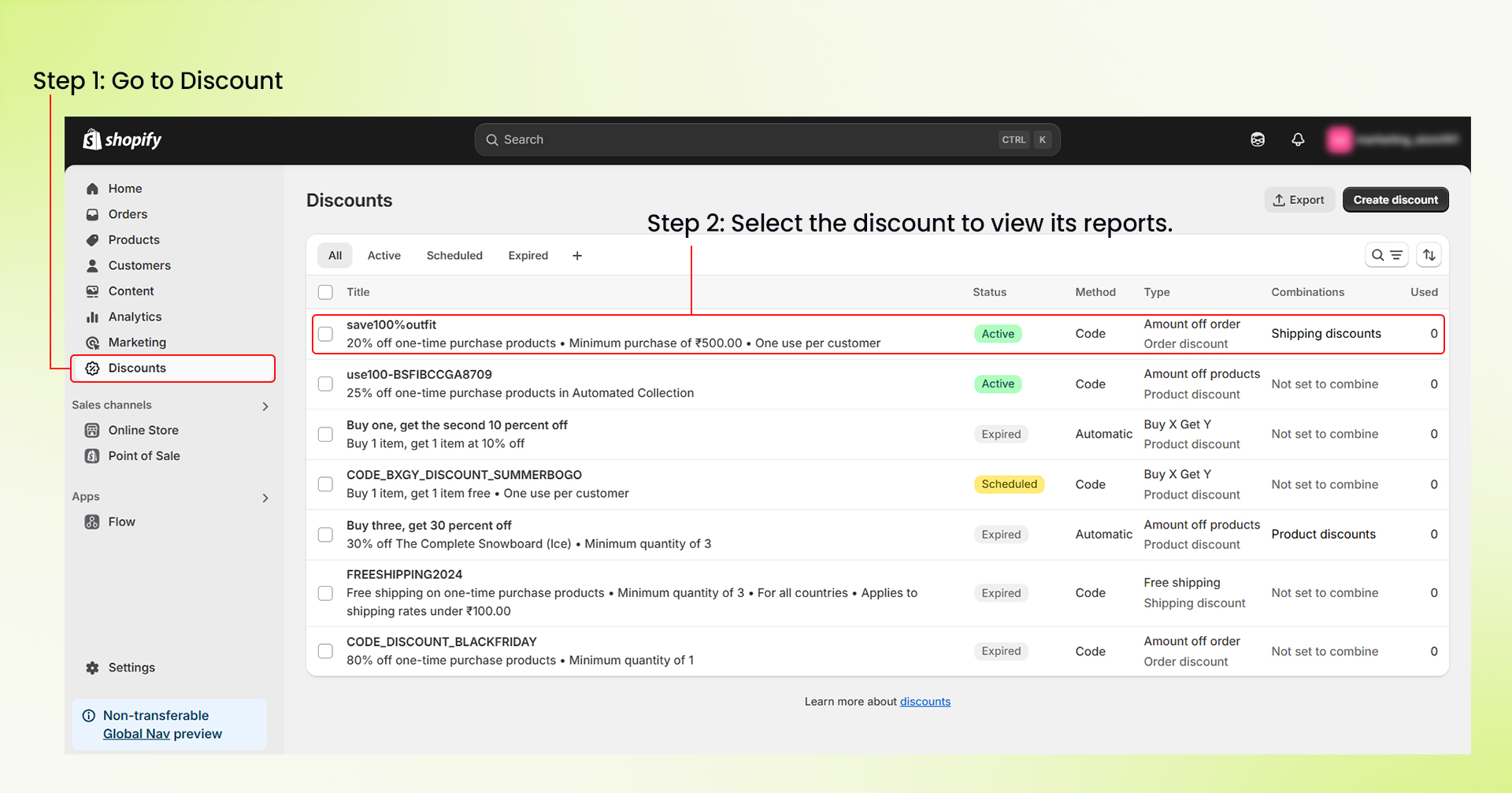 Measure app only discount - step1