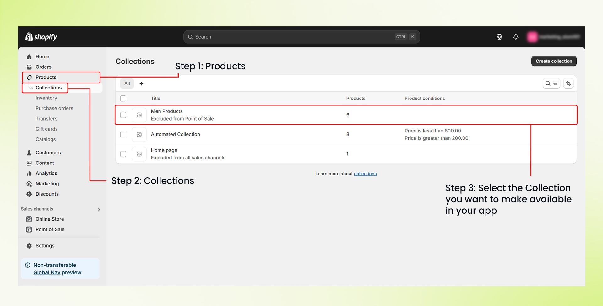 make products/collections available 1