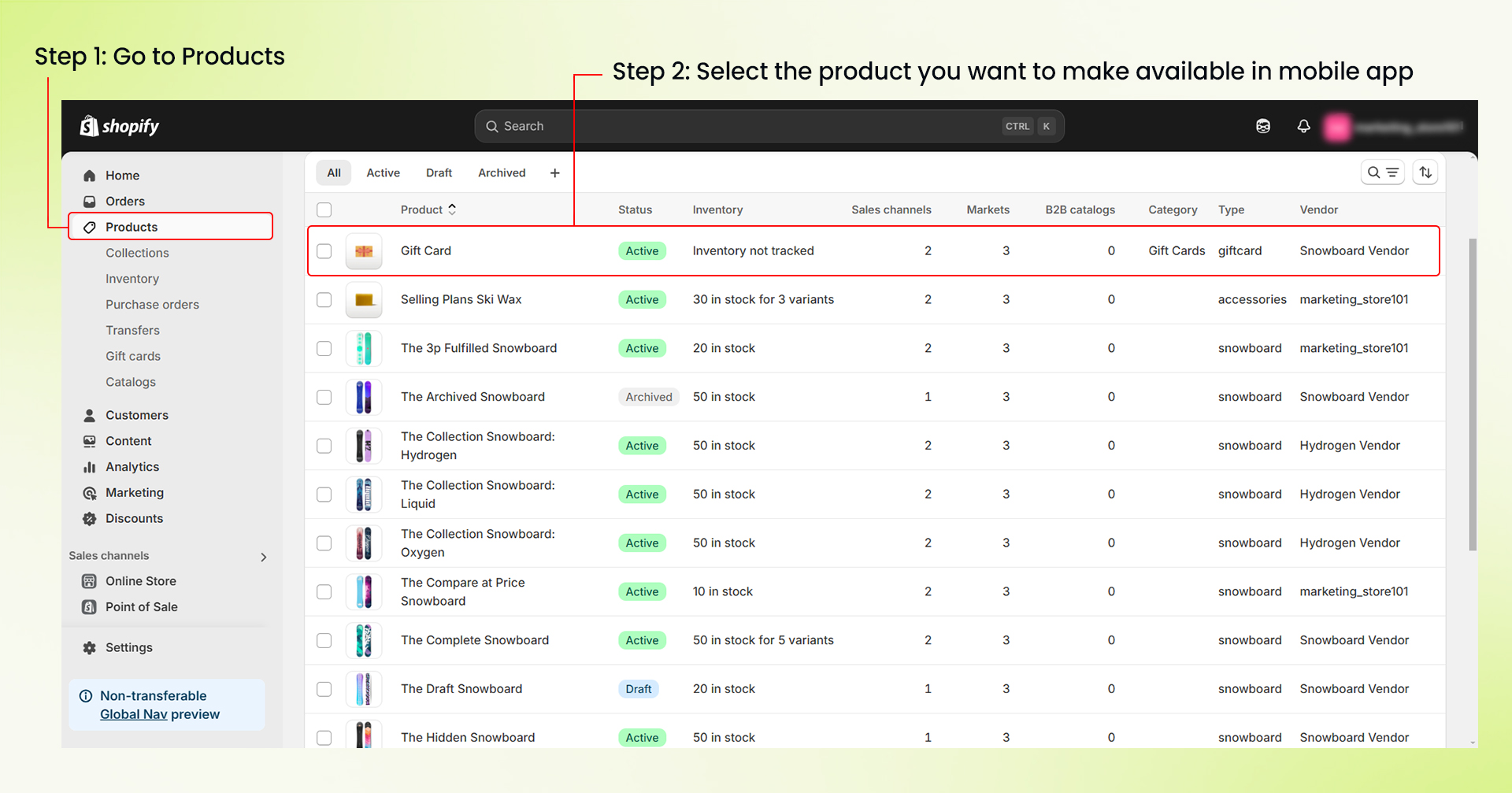 make products/collections available 1