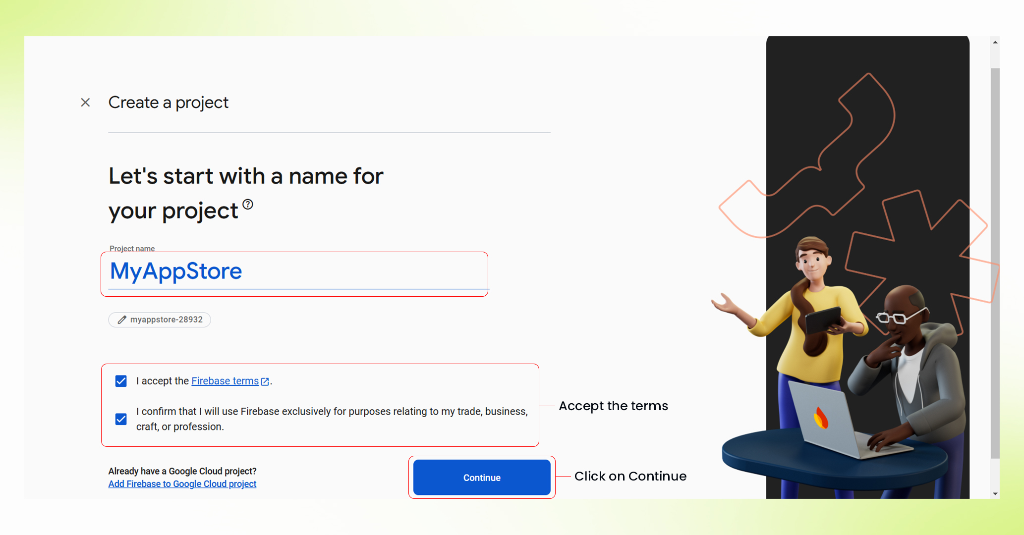 Create Firebase Project - Step 2