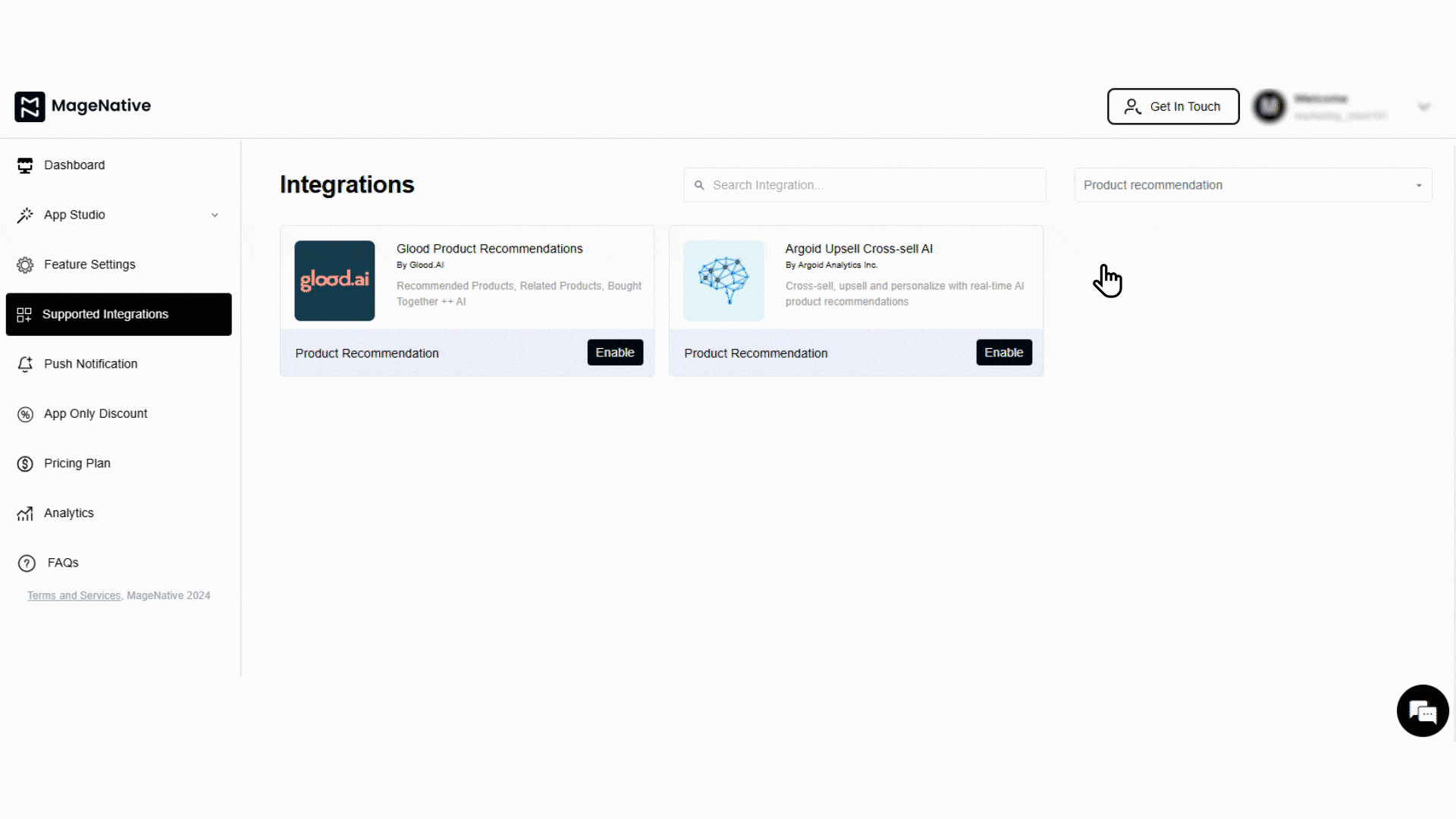Integration Glood Product Recommendation 2