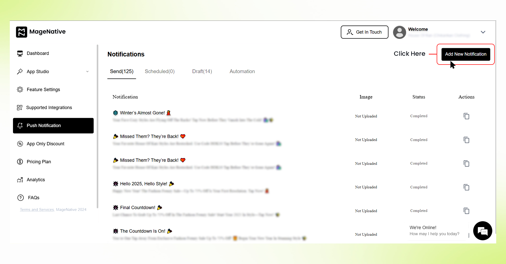 Manual Push Notification - Step 1
