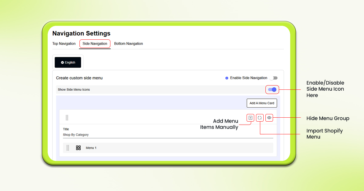 Side Navigation Settings - Step 2